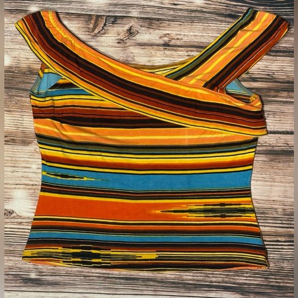 Vintage Collection Tops - VINTAGE COLLECTION || Saltillo Serape Stripe Off-Shoulder Top - SZ Small